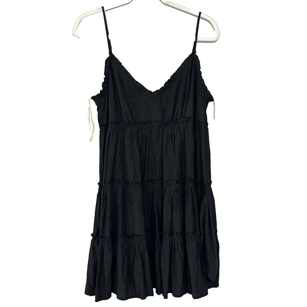 Entro Dress Women's Small Black Tiered‎ Spagetti Strap Tie Back Dress Boutique